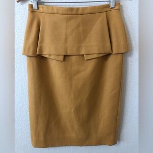 Raoul Peplum Pencil Skirt w/Ruffle in Mustard - Size 8